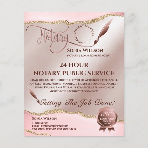 Mobile Notary  Loan Signing Agent Pink Agate Flye Flyer