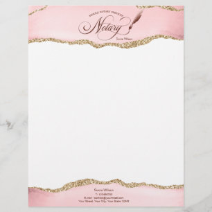 Mobile Notary & Loan Signing Agent Pink Agate Flye Letterhead