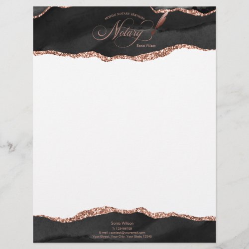 Mobile Notary  Loan Signing Agent Pink Agate Flye Letterhead