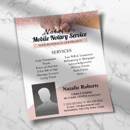 Mobile Notary &amp; Loan Signing Agent Pink Glitter Flyer