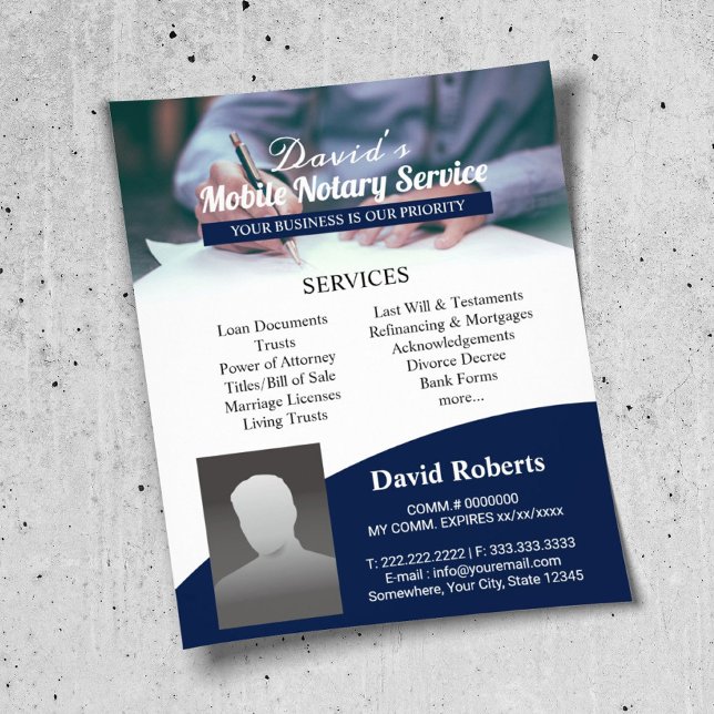 Mobile Notary Loan Signing Agent Professional Navy Flyer (Creator Uploaded)