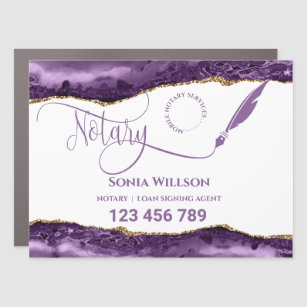Mobile Notary & Loan Signing Agent Purple Agate Bu Car Magnet