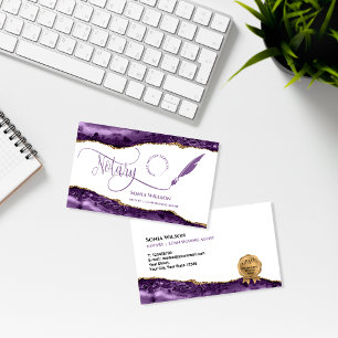 Mobile Notary & Loan Signing Agent Purple Agate Business Card
