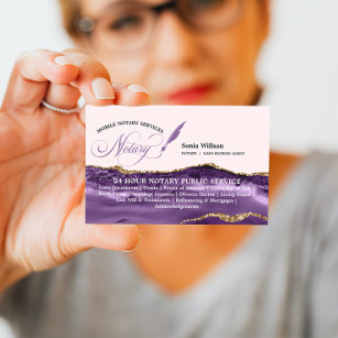 Mobile Notary & Loan Signing Agent Purple Gold Business Card