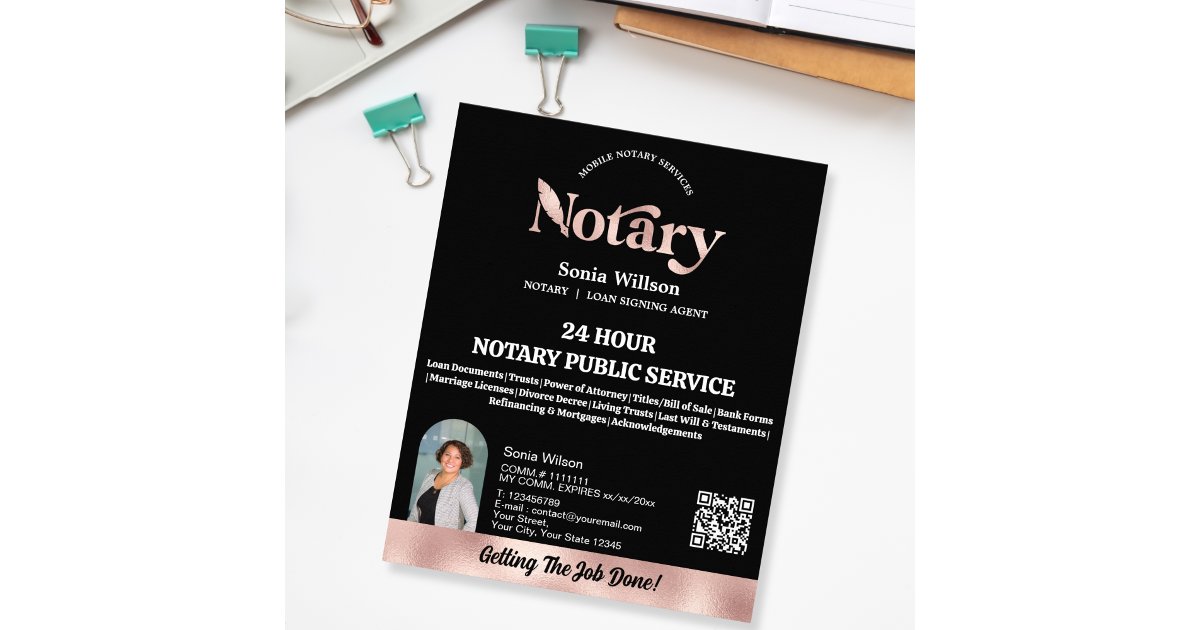 Mobile Notary & Loan Signing Agent QR Code Photo Flyer | Zazzle