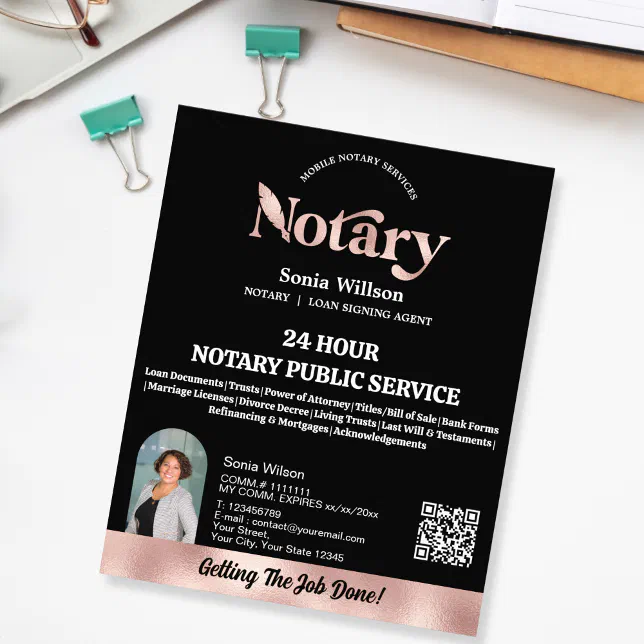 Mobile Notary & Loan Signing Agent QR Code Photo Flyer | Zazzle