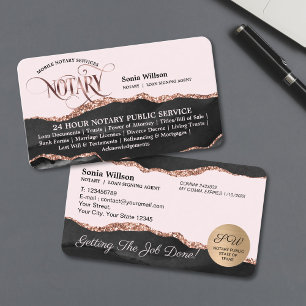 Mobile Notary & Loan Signing Agent Rose Gold Business Card