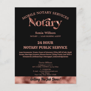 Mobile Notary & Loan Signing Agent Rose Gold Pen Flyer