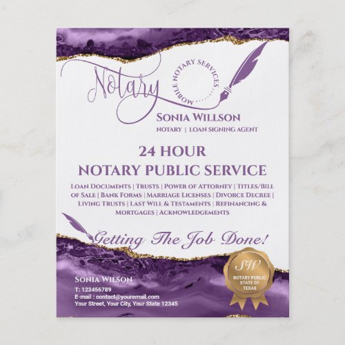 Mobile Notary  Loan Signing Agent Teal Agate  Fly Flyer