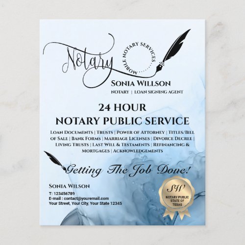 Mobile Notary  Loan Signing Agent Teal Agate  Fly Flyer