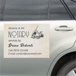 Mobile Notary & Loan Signing Agent Vintage Logo Car Magnet