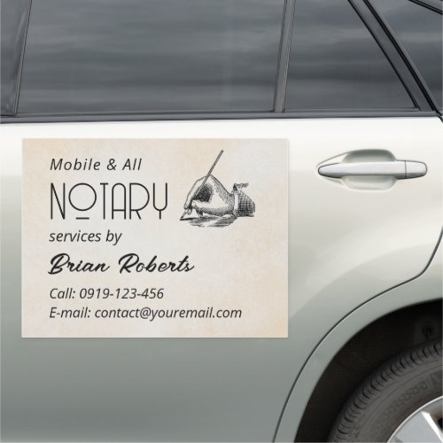 Mobile Notary  Loan Signing Agent Vintage Logo Car Magnet