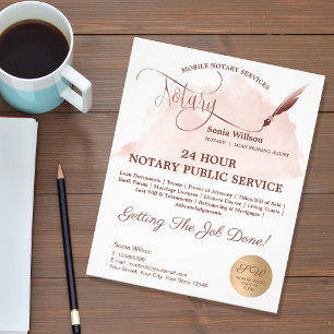Mobile Notary & Loan Signing Blush Pink Agate Fly Flyer