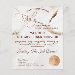 Mobile Notary & Loan Signing gold marble Flyer