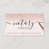 Mobile Notary loan typography rose gold glitter Business Card (Front)