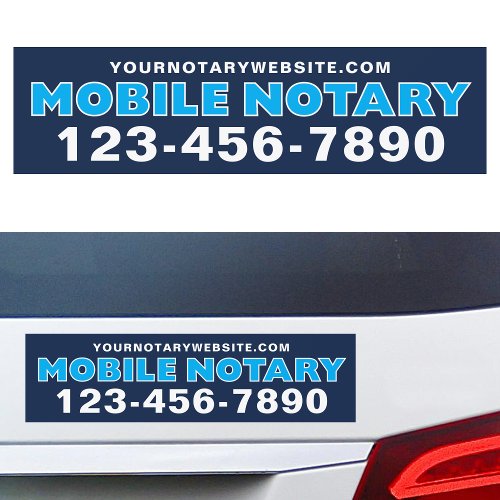 Mobile Notary Navy Blue Personalized Bumper Car Magnet