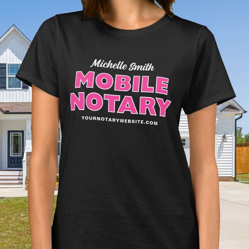 Mobile Notary Pink Black Editable Name T_Shirt