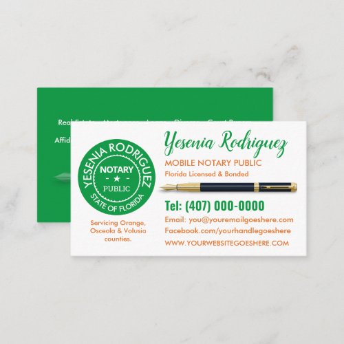 Mobile Notary Public Business Card