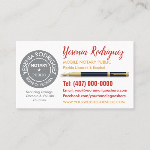 Mobile Notary Public Business Card