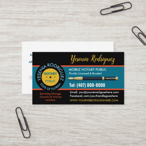 Mobile Notary Public Business Card