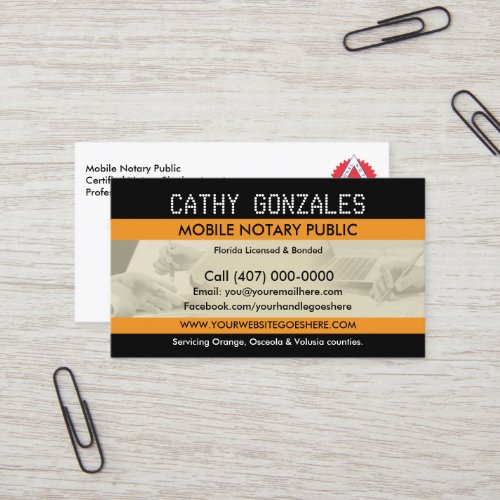 Mobile Notary Public Business Card