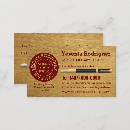 Mobile Notary Public Business Card