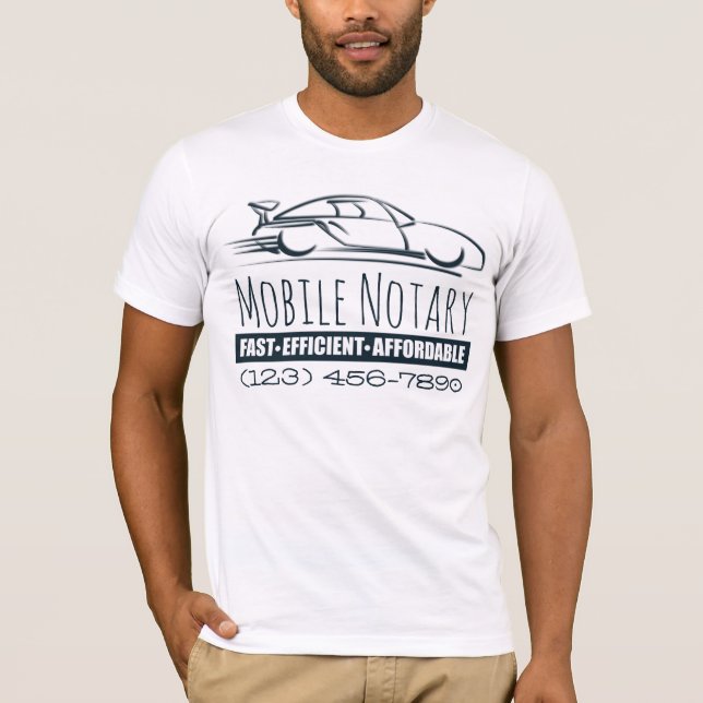 Mobile Notary Public Car Customized Phone Number T-Shirt (Front)