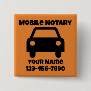 Mobile Notary Public Car Symbol Customized Button