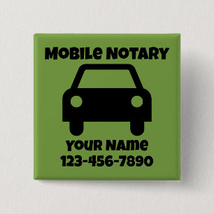 Mobile Notary Public Car Symbol Customized Button