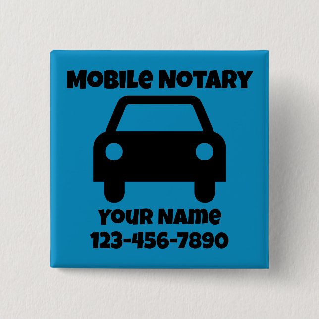 Mobile Notary Public Car Symbol Customized Button (Front)