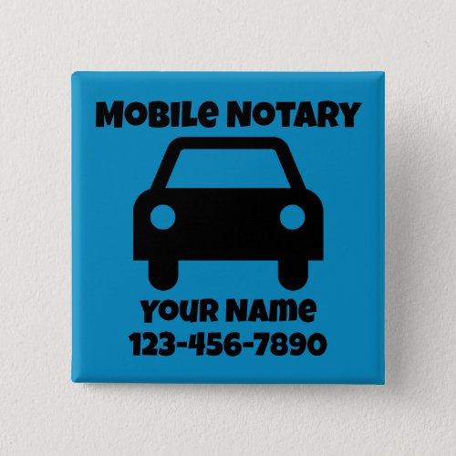 Mobile Notary Public Car Symbol Customized Square Button