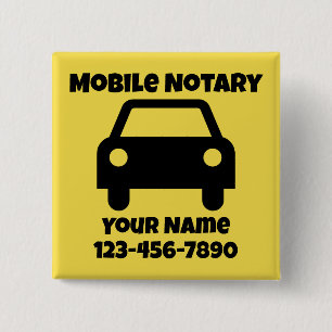 Mobile Notary Public Car Symbol Customized Button