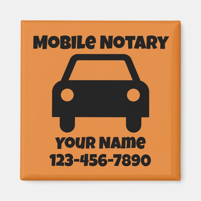 Mobile Notary Public Car Symbol Customized Magnet (Front)