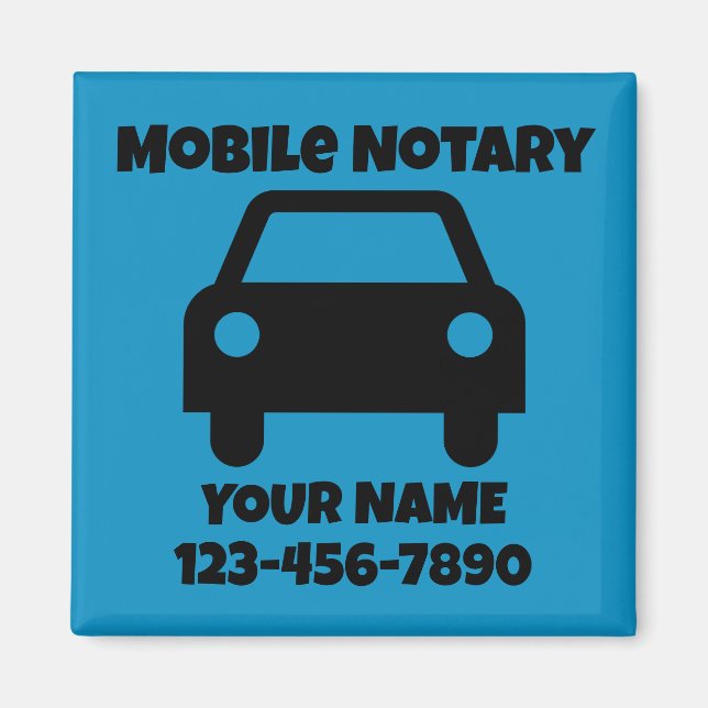 Mobile Notary Public Car Symbol Customized Magnet (Front)