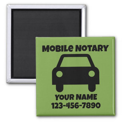 Mobile Notary Public Car Symbol Customized Square Magnet