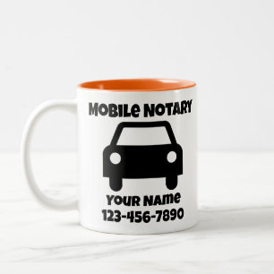 Mobile Notary Public Car Symbol Customized Two-Tone Coffee Mug