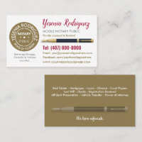Mobile Notary Public Customizable Business Card