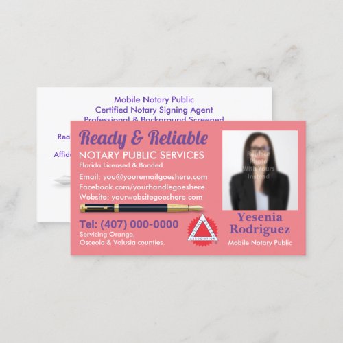 Mobile Notary Public Customizable Photo Business C Business Card