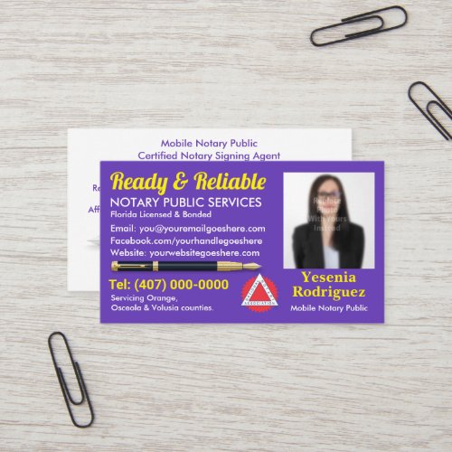 Mobile Notary Public Customizable Photo Business C Business Card