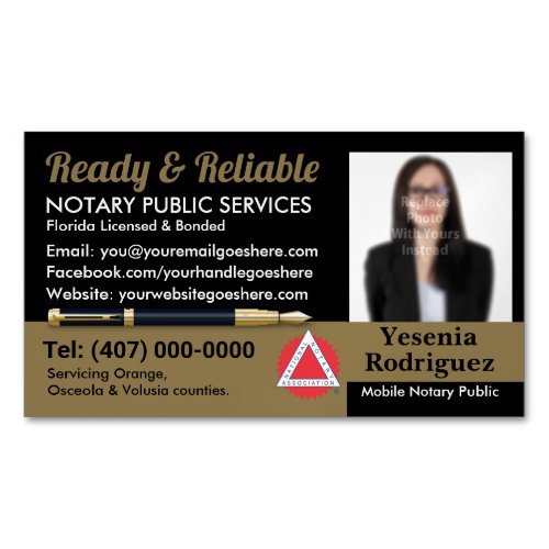 Mobile Notary Public Customizable Photo Business C Business Card Magnet