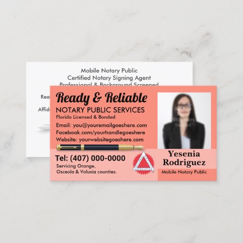 Mobile Notary Public Customizable Photo Business Card