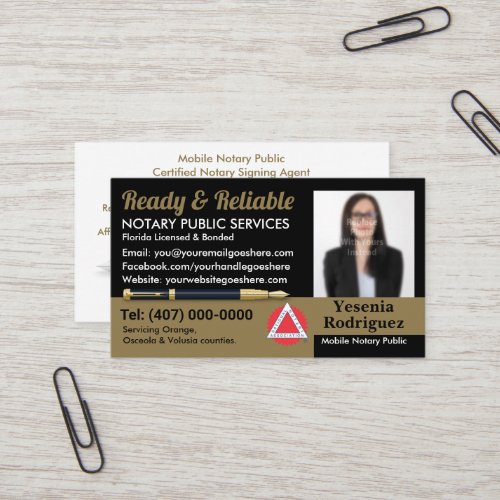 Mobile Notary Public Customizable Photo Business Card