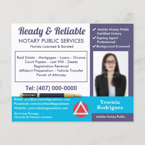 Mobile Notary Public Customizable Photo Flyer