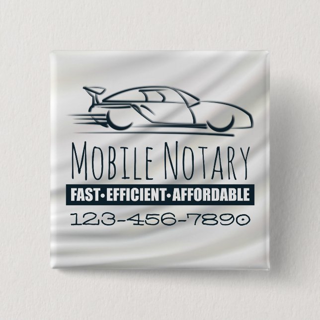Mobile Notary Public Fast Car with Phone Number Button (Front)