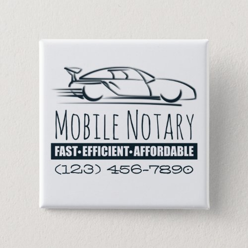 Mobile Notary Public Fast Car with Phone Number Square Button