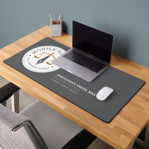 mobile notary public jail legal signing Gray Gold Desk Mat
