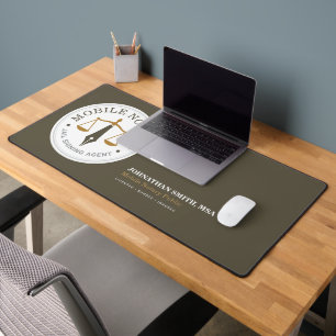 mobile notary public jail legal signing Khaki Gold Desk Mat