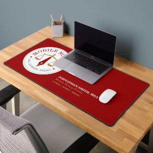 mobile notary public jail legal signing Red Gold Desk Mat
