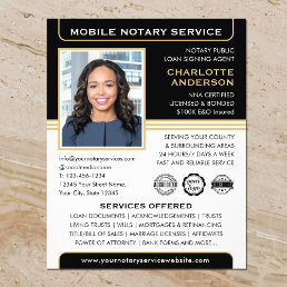 Mobile Notary Public Loan Signing Agent Black Gold Flyer