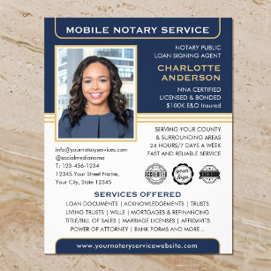 Mobile Notary Public Loan Signing Agent Blue Gold Flyer